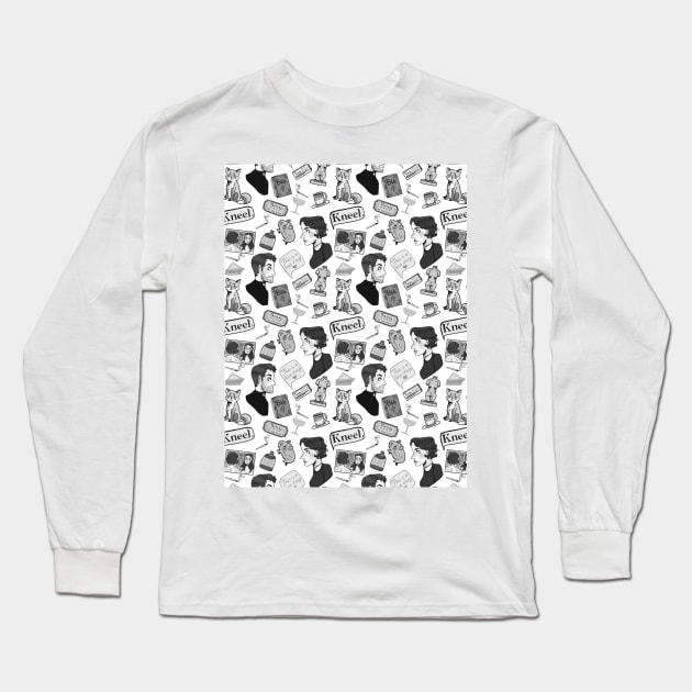 Fleabag Repeat Pattern Black and White Version Long Sleeve T-Shirt by misnamedplants